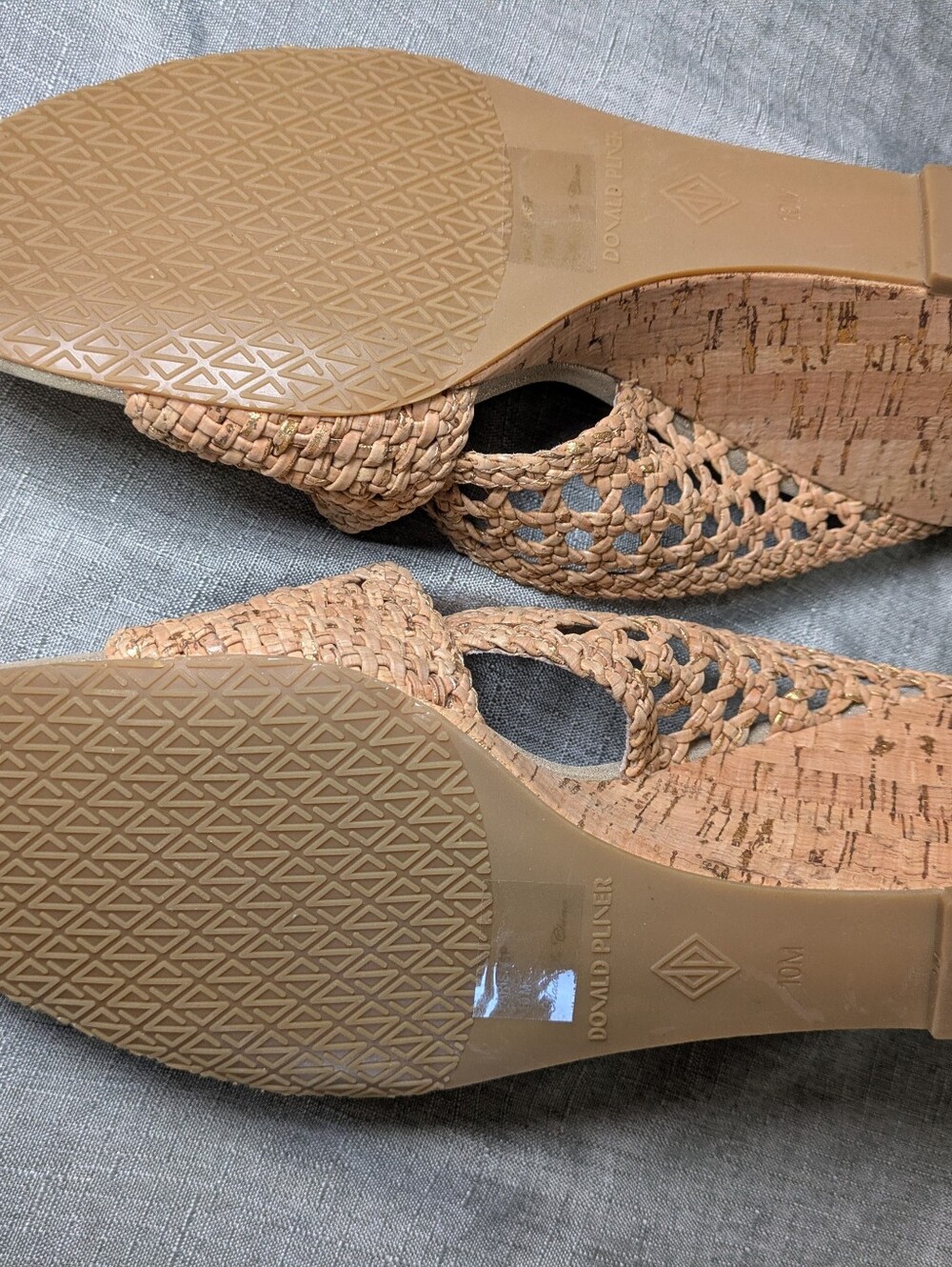 Donald Pliner Braided Cork Wedge Sandals in Natural Tan - Picture 4 of 7